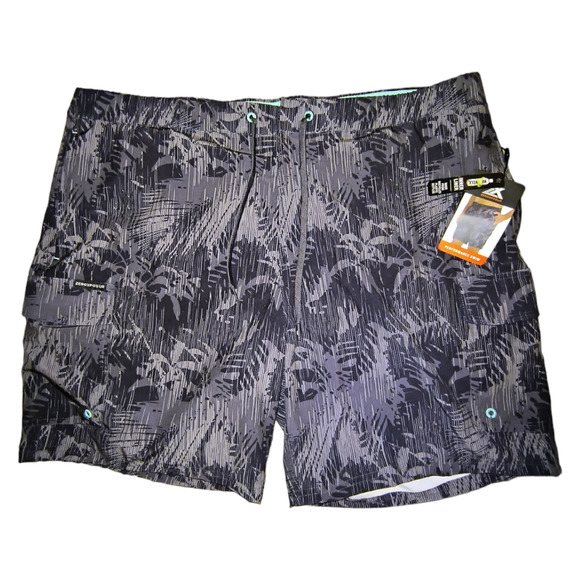 ZeroXposur Black Gray Tropical print Men's Swim ShortsSz XXL